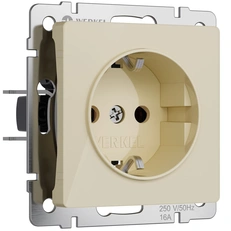 Изображение Розетка с заземлением и шторками (айвори акрил) W1171143