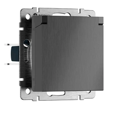 Изображение Розетка влагозащищенная с заземлением, защитной крышкой и шторками N (графит рифленый) W1171204